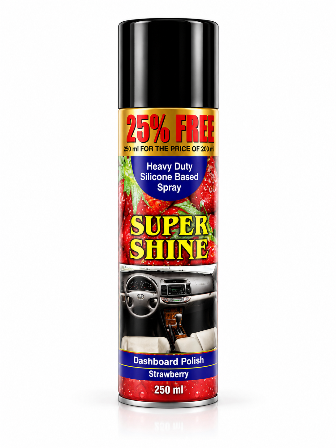 D5D8E299-464F-46E9-AB2A-4E734AFA6249 Super Shine Dashboard Polish – Strawberry ملمع وحماية الطبلون برائحة الفراولة 250 مل - الصورة 1