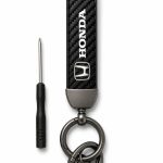 Honda Carbon Fiber Leather Keychain – ميدالية مفاتيح هوندا كاربون فايبر