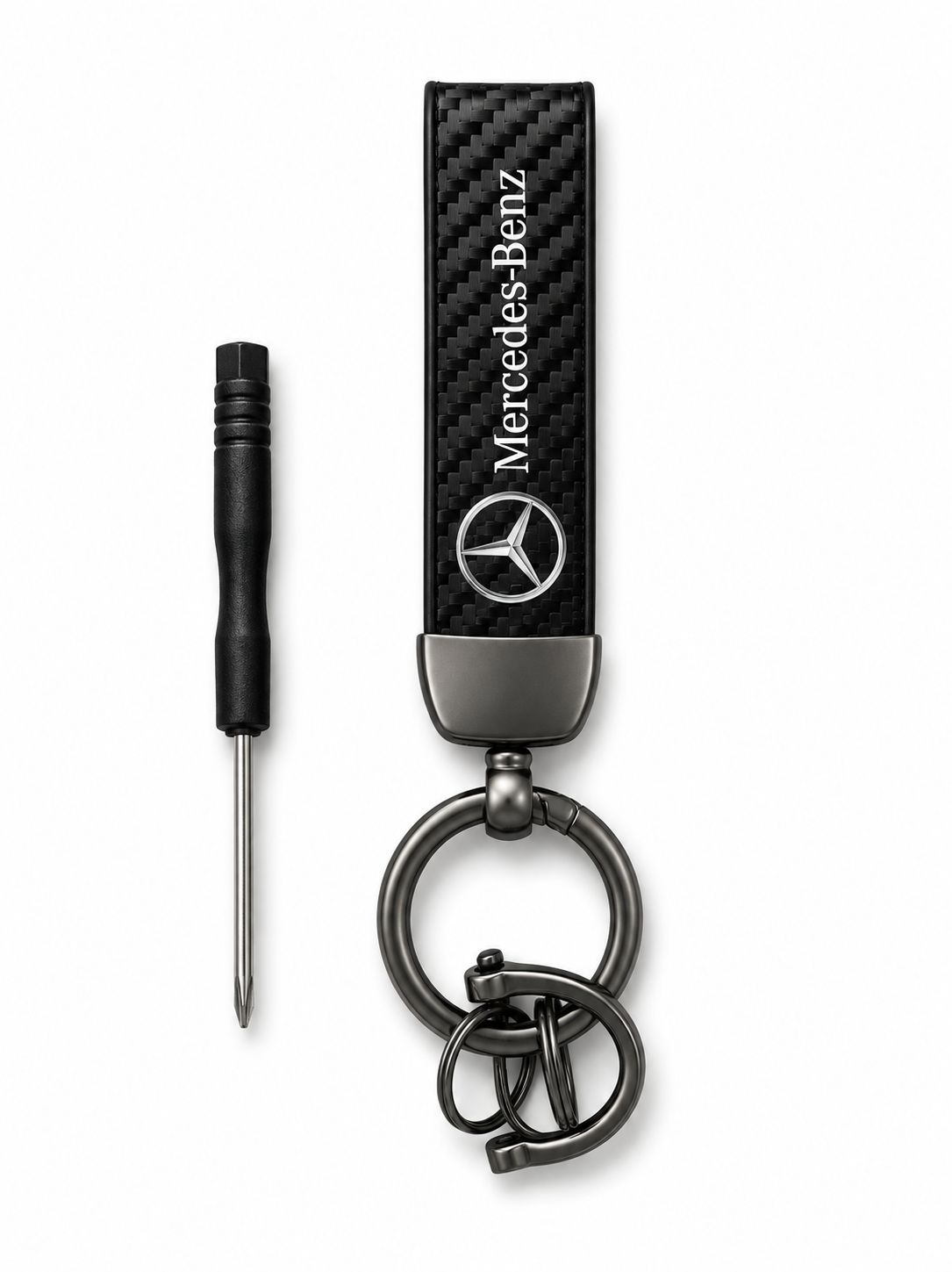 PHOTO-2026-09-11-21-14-43 Mercedes-Benz Carbon Fiber Leather Keychain – ميدالية مفاتيح مرسيدس بنز كاربون فايبر - الصورة 1