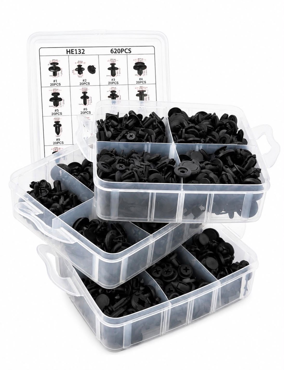 ebbe9334-6f9f-439b-a145-c28448208e33 620PCS Car Trim Clips Set – طقم مشابك ديكور وتلبيس السيارة - الصورة 1