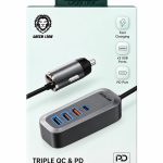 Green Lion Triple QC & PD 100W Car Charger – شاحن سيارة جرين ليون بثلاثة منافذ QC وPD