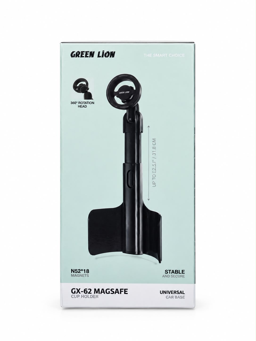 3a1c3e5a-eb3e-41bf-9a42-dbe863e00ccb Green Lion GX-62 MagSafe Cup Holder - حامل جوال للسيارة - Image 1