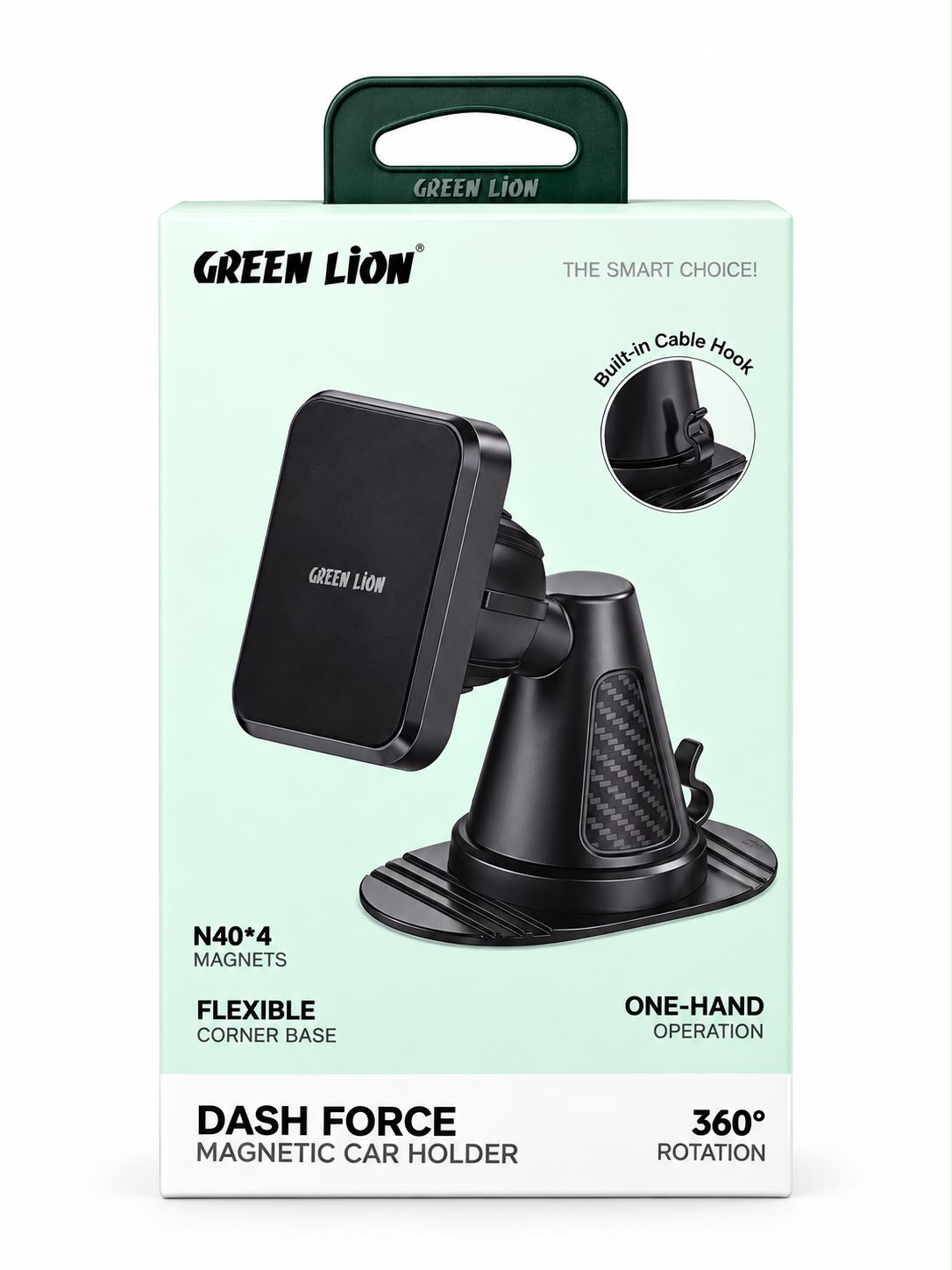 60c29d47-d53b-4d19-8863-24ae3f4f75fc Green Lion Dash Force Magnetic Car Holder - حامل سيارة مغناطيسي - الصورة 1
