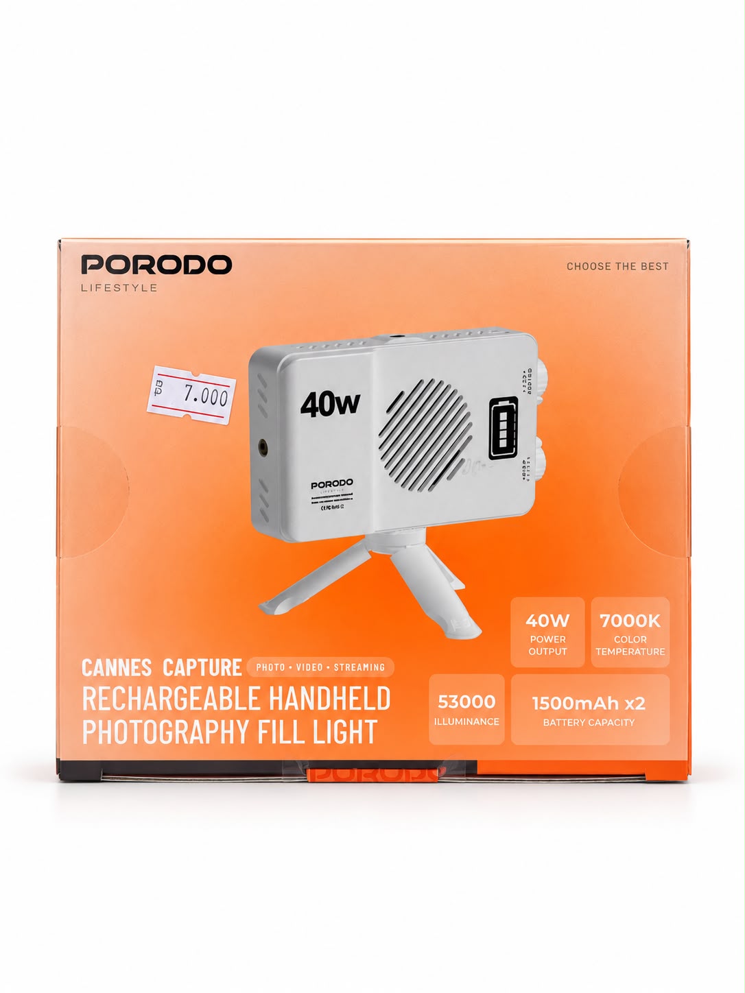 82e9b6c0-c6b4-4614-85ef-d356bac65954 Porodo Cannes Capture Rechargeable Handheld Photography Fill Light 40W - ضوء تعبئة للتصوير قابل لإعادة الشحن 40 واط - الصورة 1