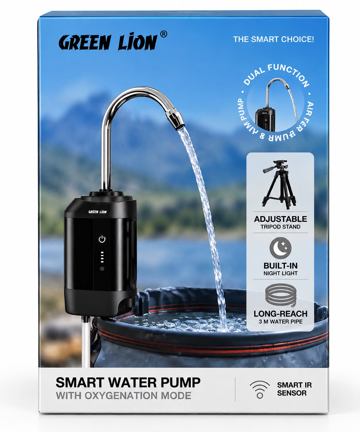 88917ebd-d0e1-4072-a448-a41ae6292e71 Green Lion Smart Water Pump with Oxygenation Mode - مضخة مياه ذكية مع وضع الأكسجين - Image 1