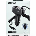 Green Lion 90W CAR CHARGER Dual PD , Built in USB-C Cable PD 45W - شاحن سيارة